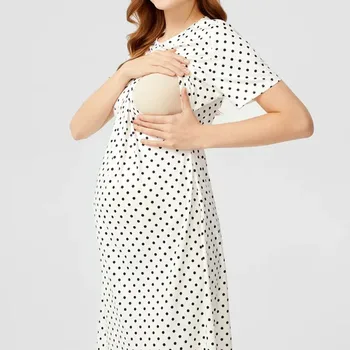 Платье в горошек для беременных, круглый вырез, короткий рукав, платье для кормления грудью, платье для беременных, платье для грудного вскармливания, Vestidos New