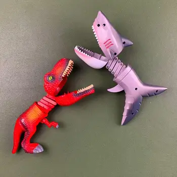 Игрушка для укуса динозавровой акулы Телескопический Пружинный манипулятор зажим для динозавров Типы акул-динозавров Креативные забавные игрушки-динозавры Подарки для детей и мальчиков