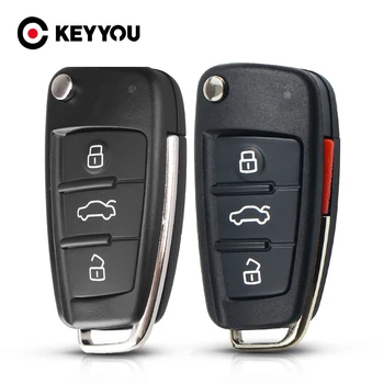 KEYYOU Repalcement Складной чехол для ключей от автомобиля 3/4 Кнопки для Audi A6 A4 A2 A8 TT Q7 2005 2006 2007 2008 2009 2010 2011