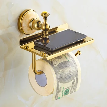 Золотое европейское антикварное изделие для ванной комнаты настенный держатель туалетной бумаги из золотого камня золото с кремовым камнем украшает держатель телефона