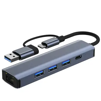 Адаптер USB C к Ethernet 3 порта USB 3.0 + порт USB C для передачи данных со скоростью 5 Гбит / с Док-станция USB-концентратор для компьютеров Ноутбуки Настольные компьютеры