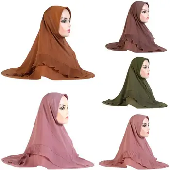 Мусульманские Цельные шляпы-тюрбаны для молитв в Рамадан Носят непосредственно с оборками, Шапку-хиджаб Amira, Исламские женские платки Shayla Khimar, Головные уборы